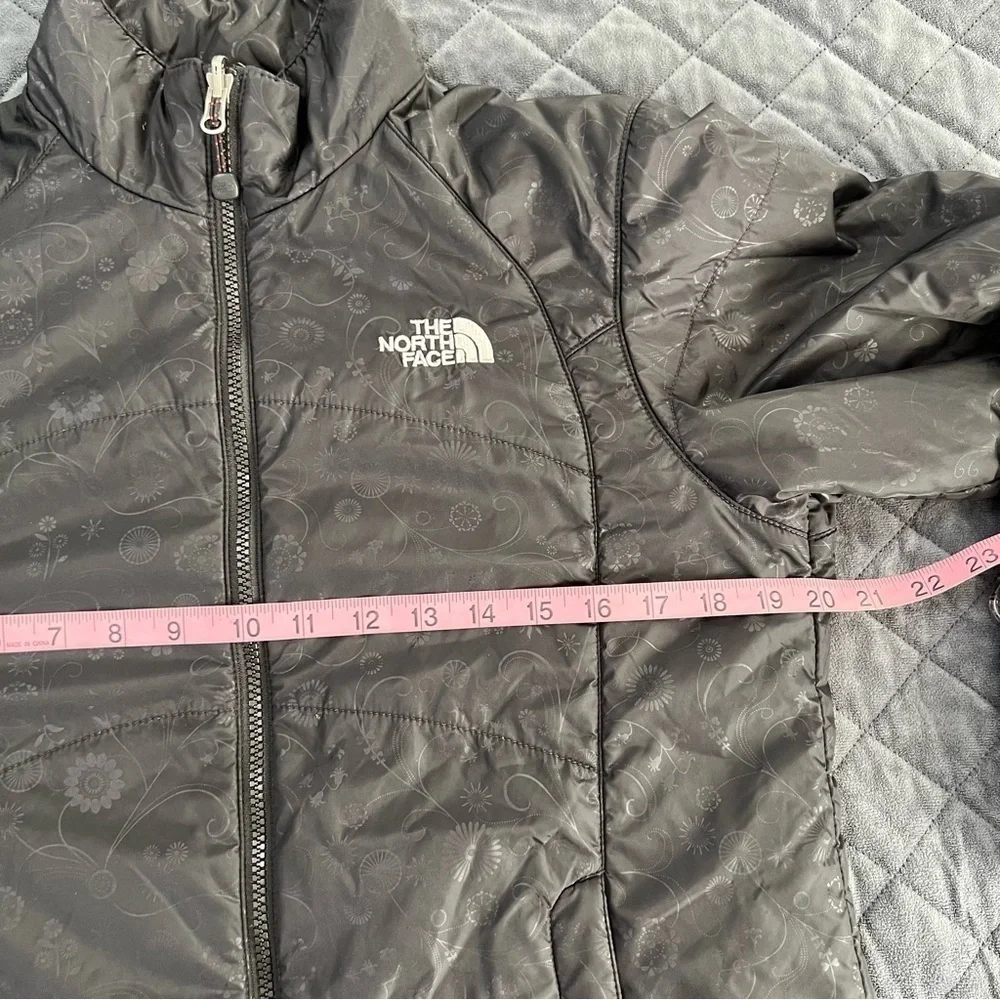 The North Face Jacket Coat Girls Large Floral Puffer Black Zip Up Soft Shell C1